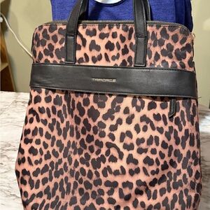 Brown and Black Leopard Print Tote with Structured Design